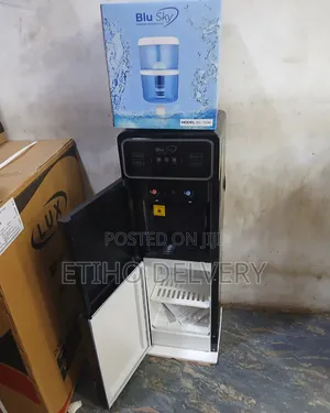 This Is a Blu Sky Freestanding Compressor Hot and Cold Water Dispenser