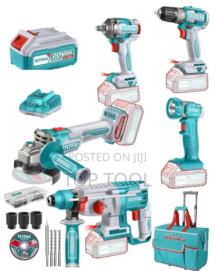 TOTAL 5 PCS Cordless Industrial Combo Kit (Model TCKLI20592 / TCKLI205
