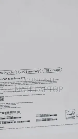 New Laptop Apple MacBook Pro 2025 M5 24GB Apple M5 Pro SSD 1T