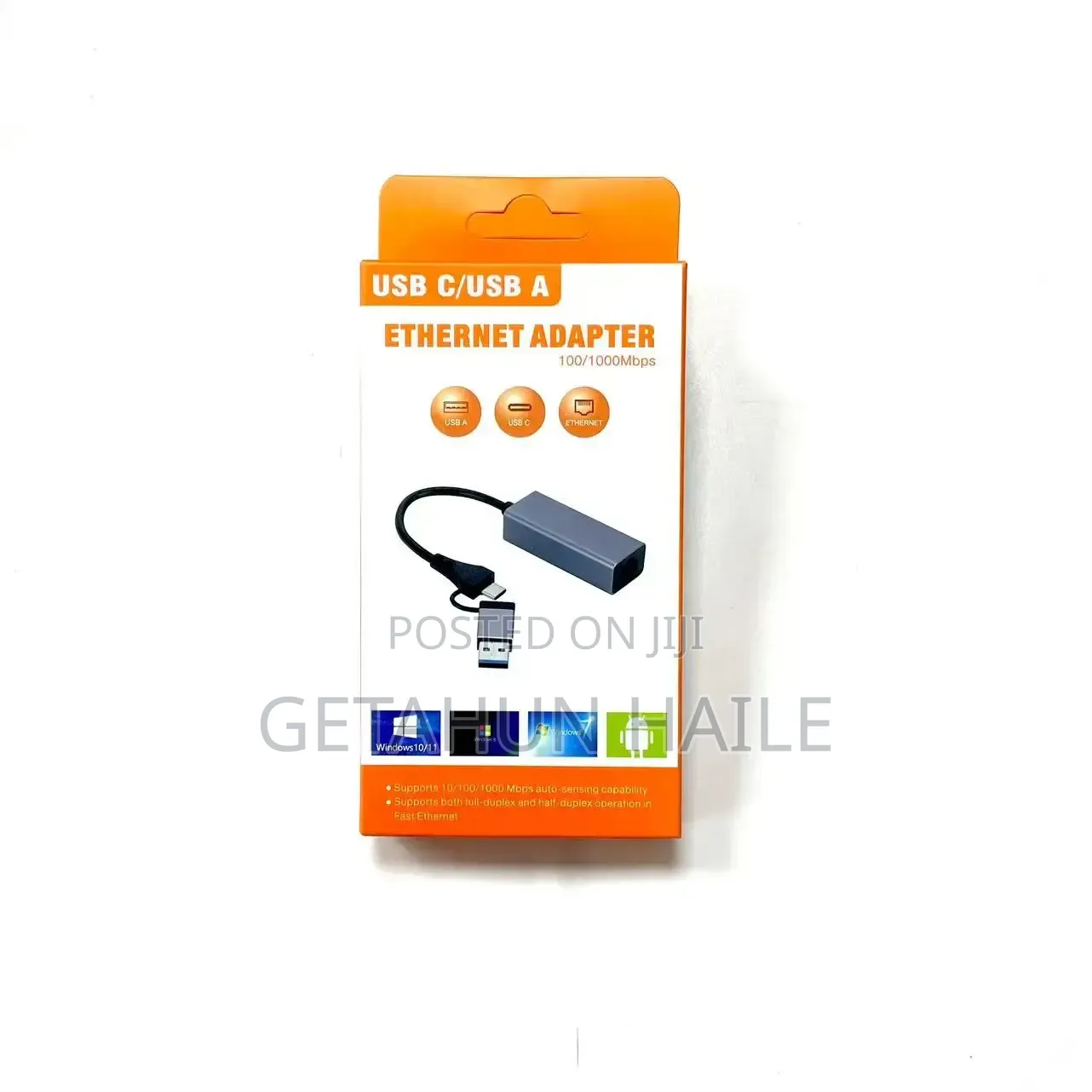 2 in 1 USB C USB a to Ethernet Adapter (1000Mbps Gigabit)