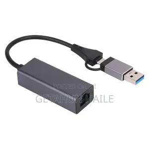 2 in 1 USB C USB a to Ethernet Adapter (1000Mbps Gigabit)
