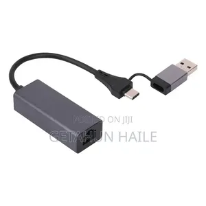 2 in 1 USB C USB a to Ethernet Adapter (1000Mbps Gigabit)
