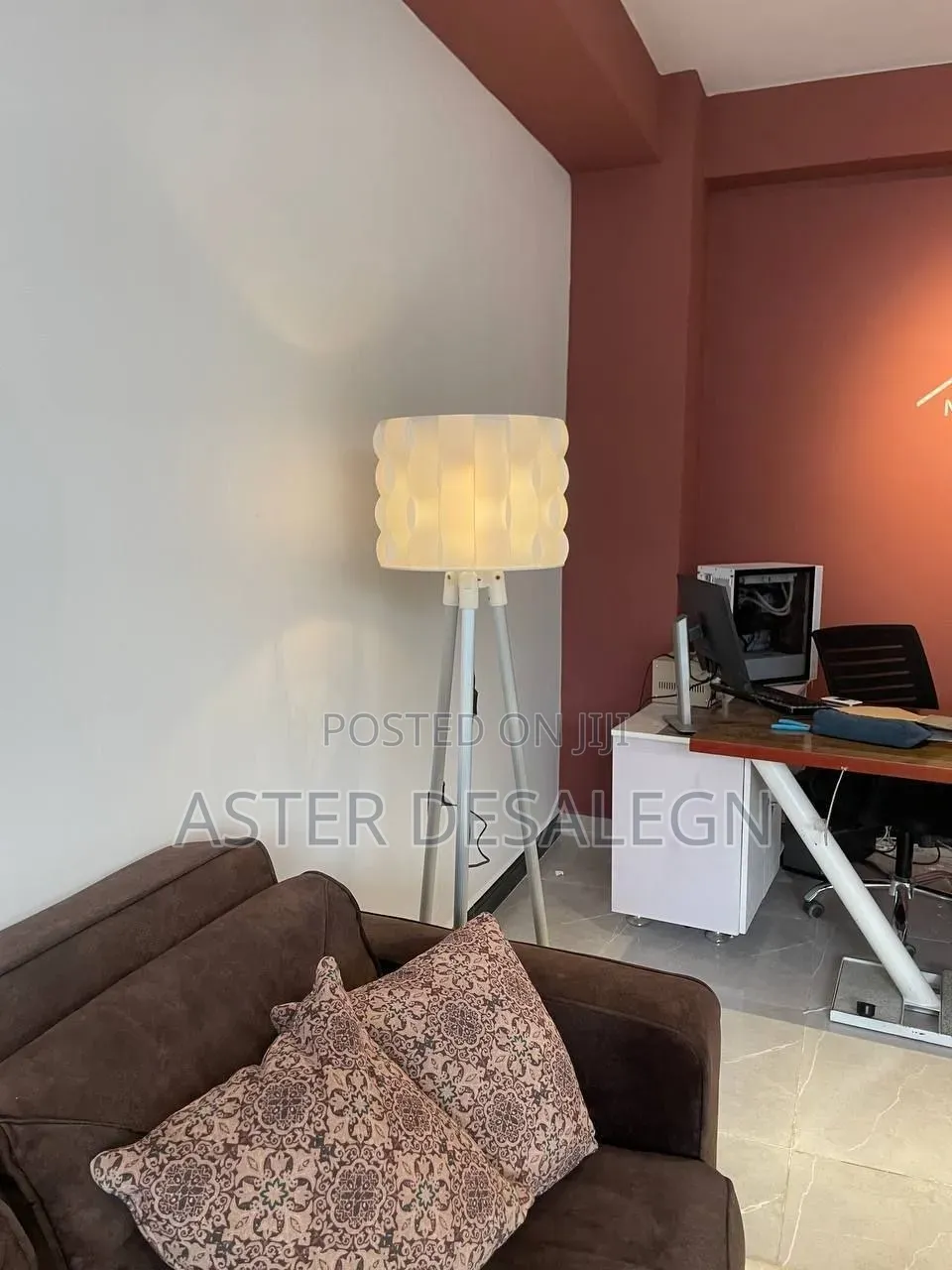 Modern White Tripod Floor Lamp With LED Light