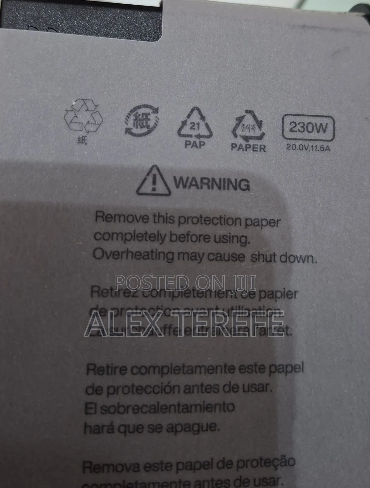 For LENOVO USB Original Charger 
 Original Charger 
 230w