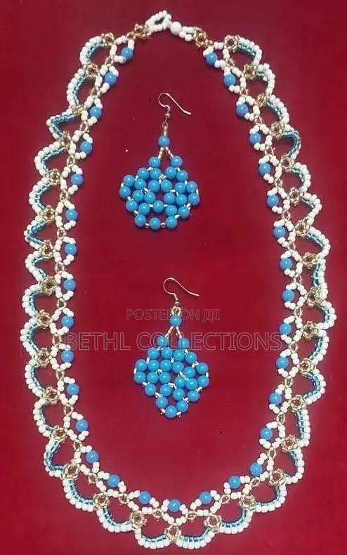 Handmade Beaded Necklace and Earrings Set