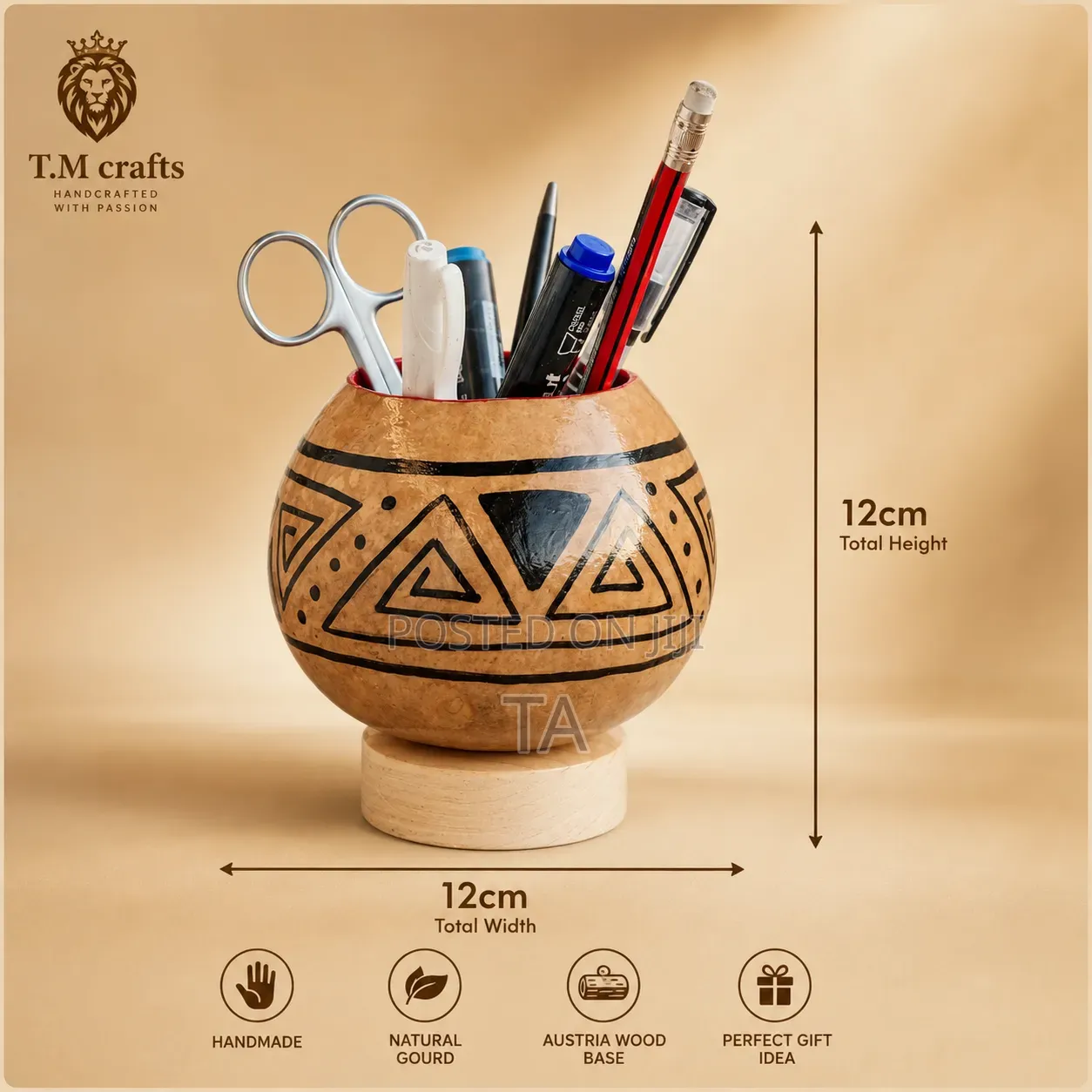 Handcrafted Gourd Pen Pencil Holder