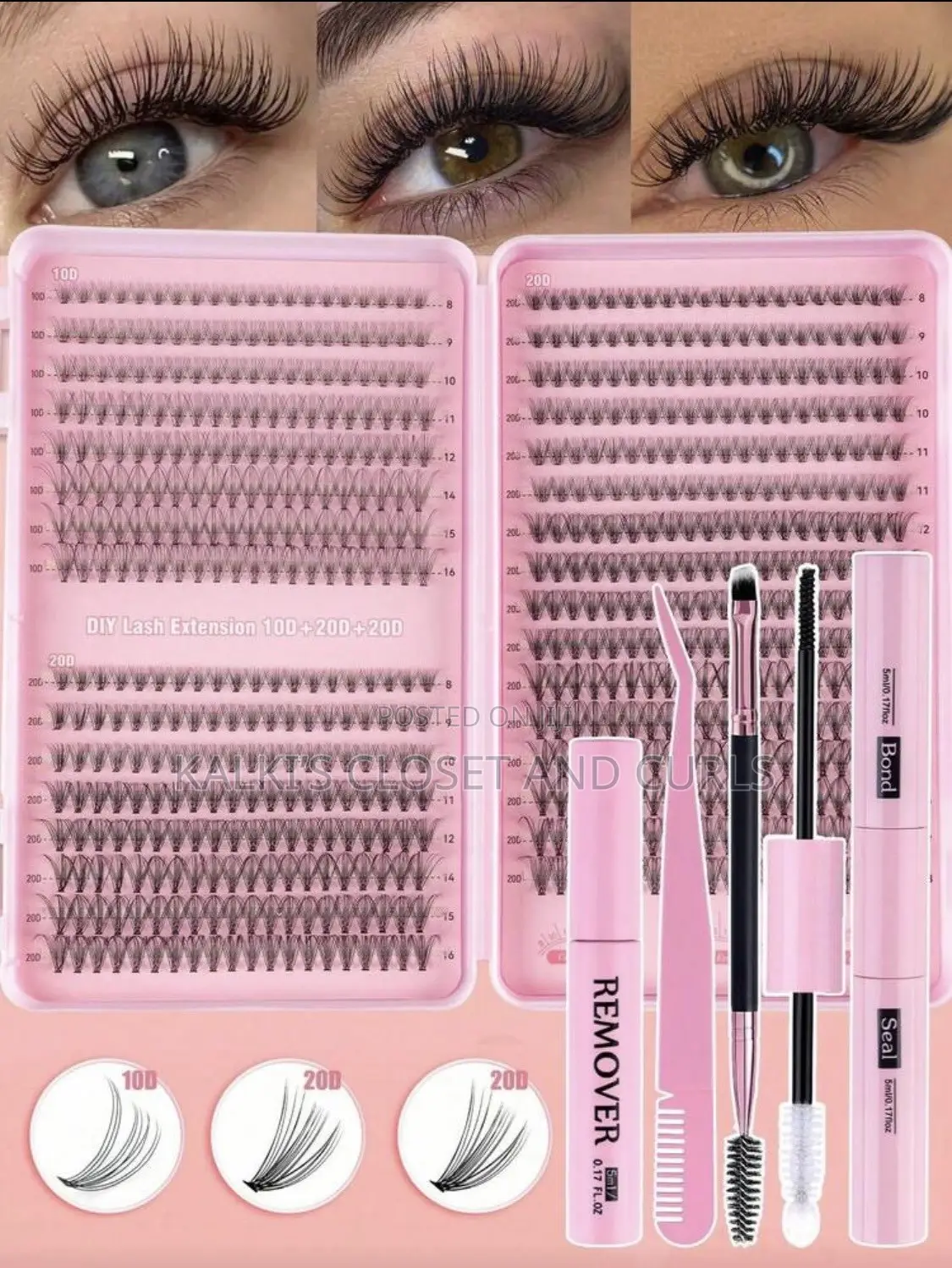 640pcs D-Curl Cluster False Eyelashes DIY Extension Kit