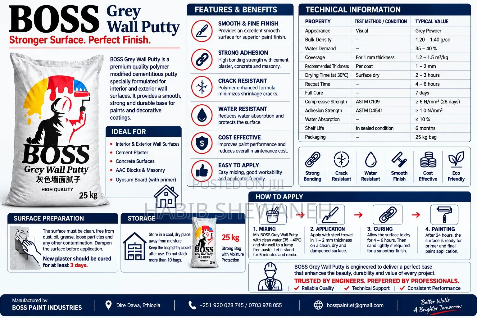 Grey Wall Putty Ceramic Tile Adhesive