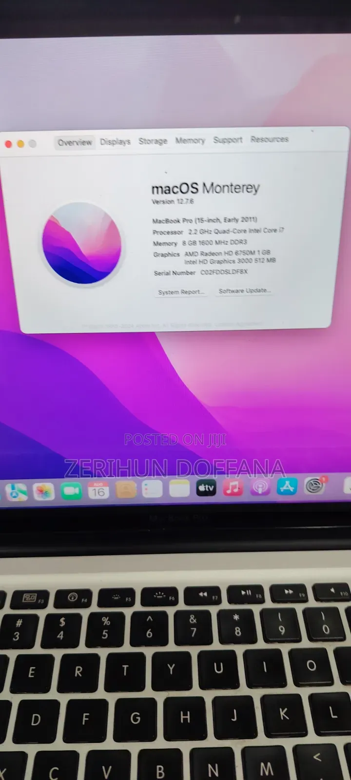 Laptop Apple MacBook Pro 2011 8GB Intel Core i7 SSD 500GB