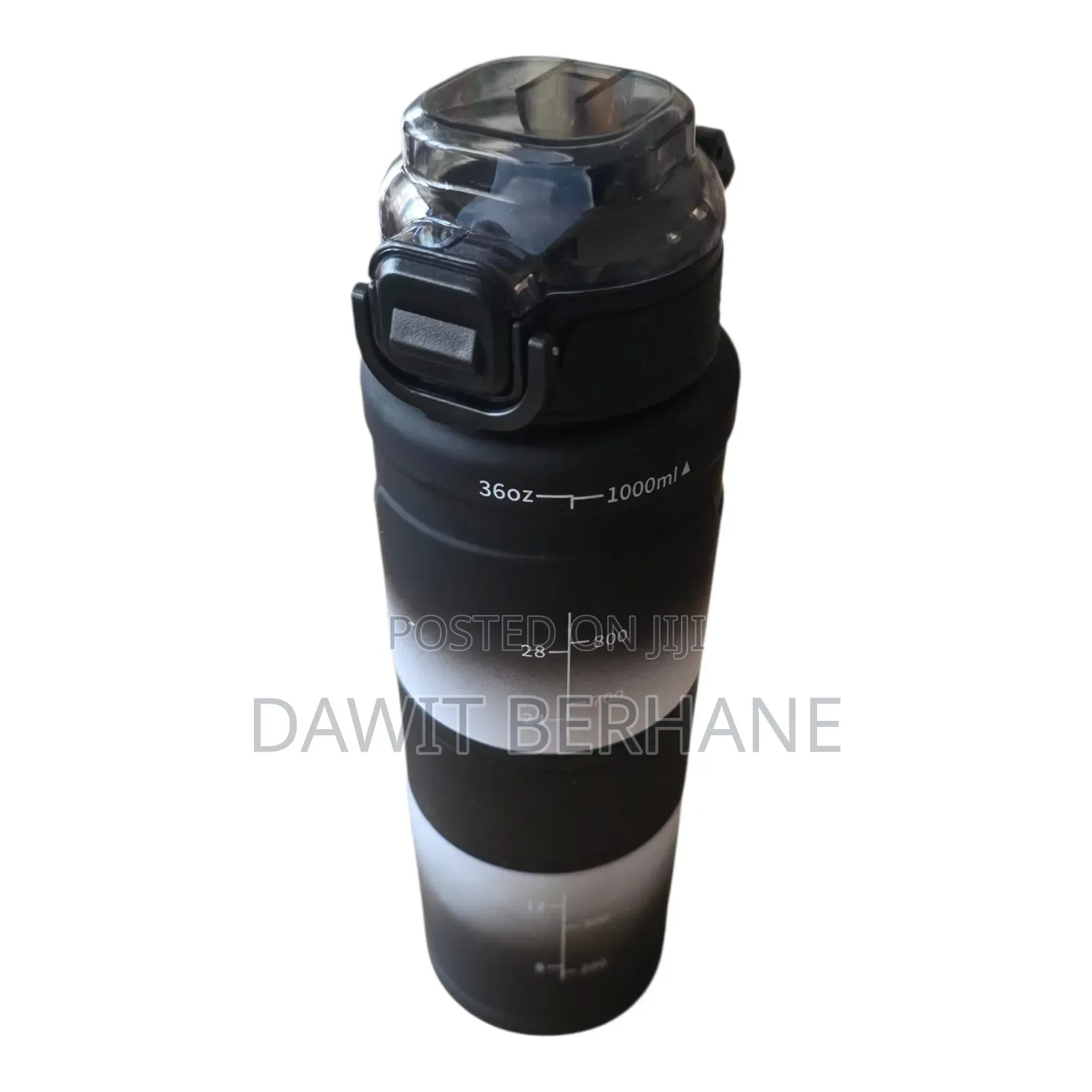 1-Liter "Hello" Motivational Water Bottle With a Time Marker.