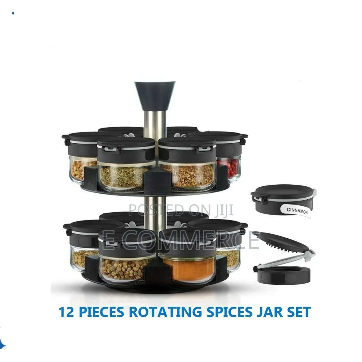 12 Pieces Rotating Spices Jar Set