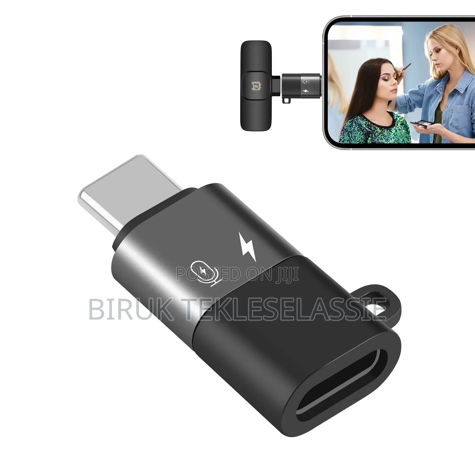 Lightning Female to USB-C Male for Audio Wireless Microphone Mic