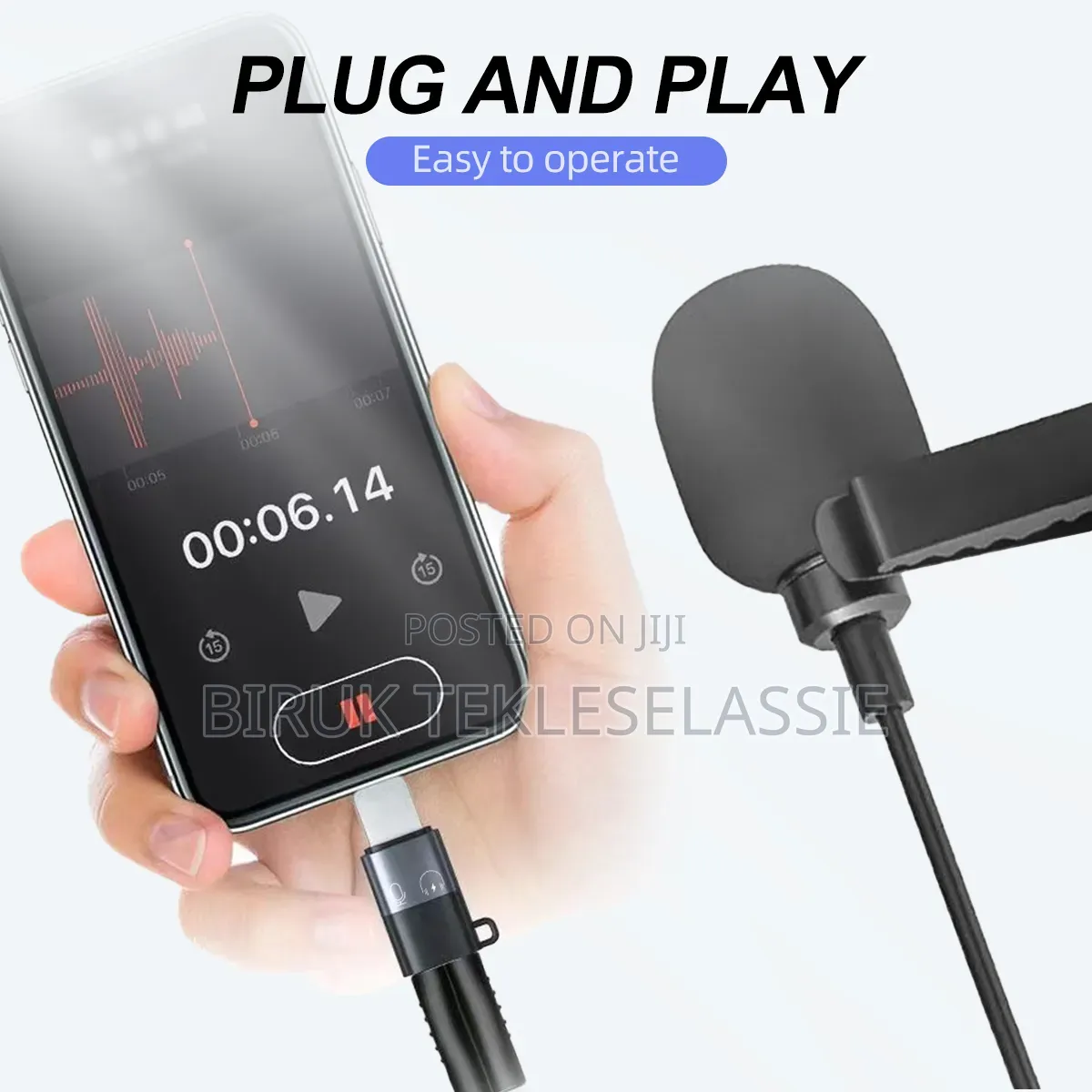 Lightning Female to USB-C Male for Audio Wireless Microphone Mic