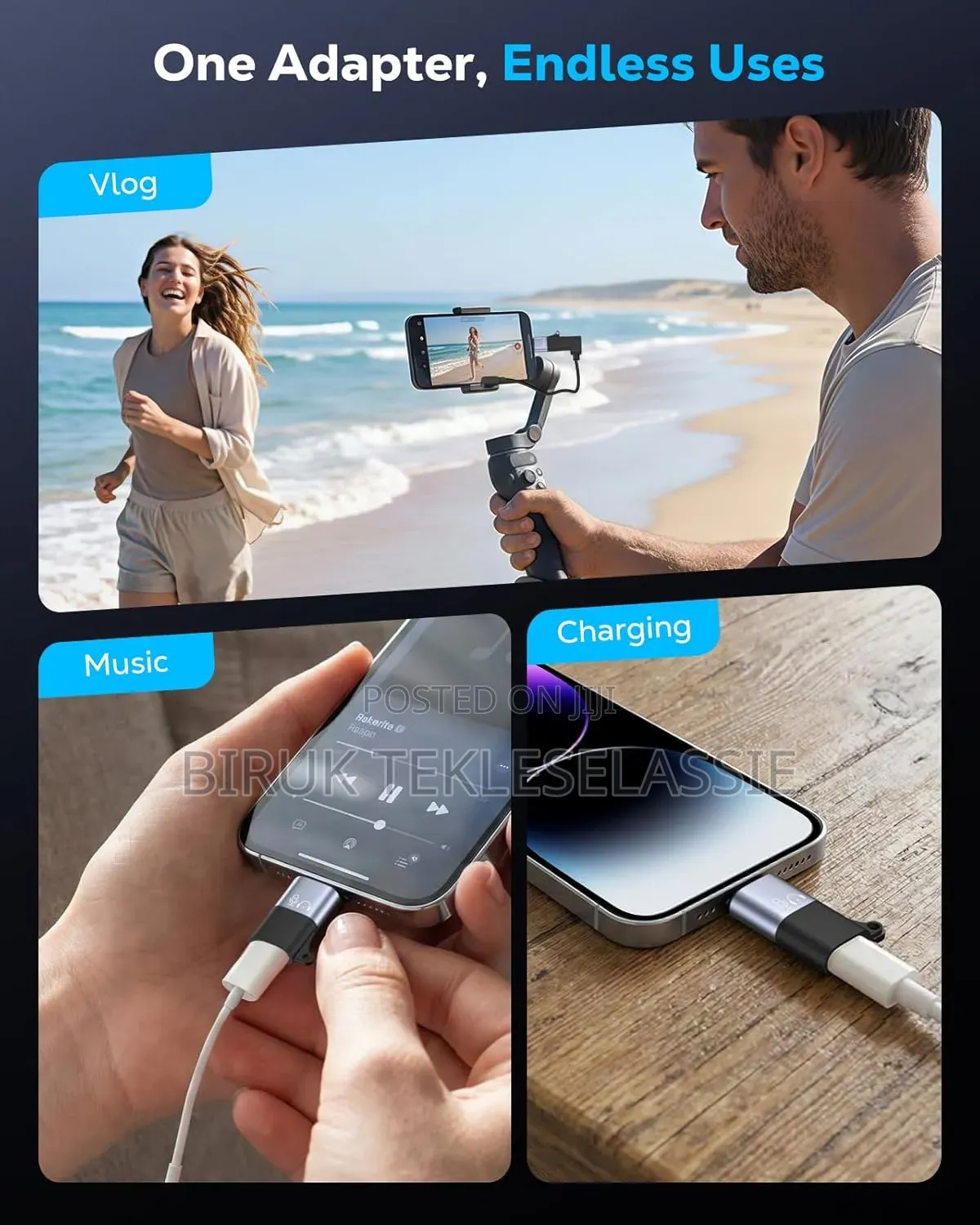 Lightning Female to USB-C Male for Audio Wireless Microphone Mic