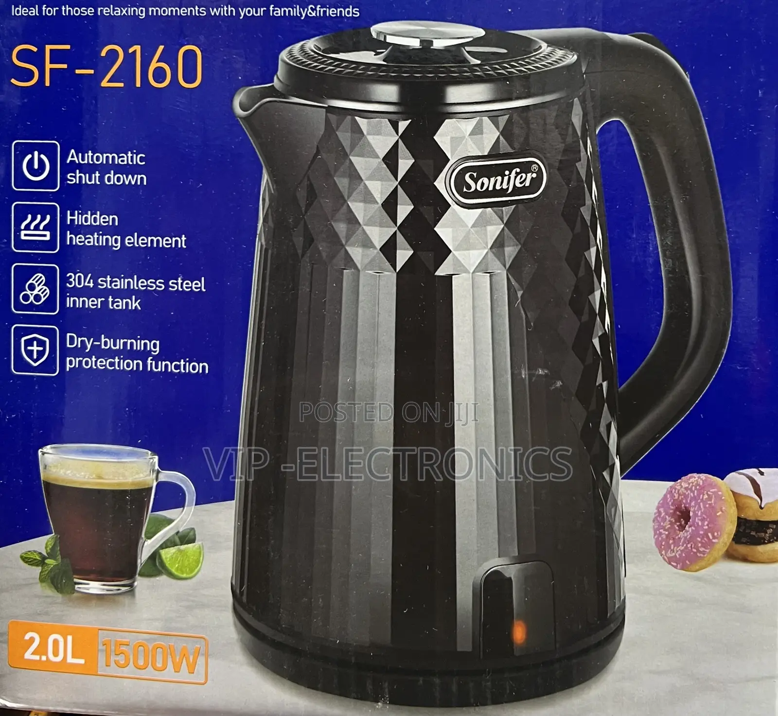 SONIFER Electric Kettle 2.0L Capacity and Powerful 1500W