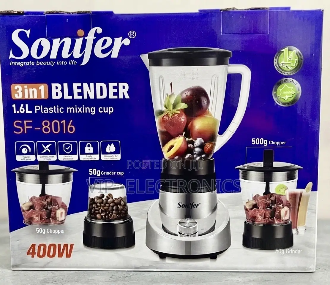 Sonifer Blender 3-in-1 End 1.6L Plastic Mixing Featuring Power 400W