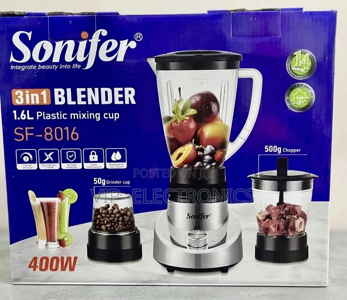 Sonifer Blender 3-in-1 End 1.6L Plastic Mixing Featuring Power 400W