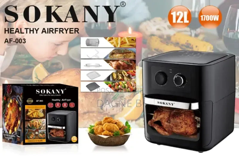 Airfryer Sokany Oil Free Fryer 12 Litre ሶካኒ ያለዘይት መጥበሻ