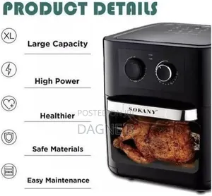 Airfryer Sokany Oil Free Fryer 12 Litre ሶካኒ ያለዘይት መጥበሻ