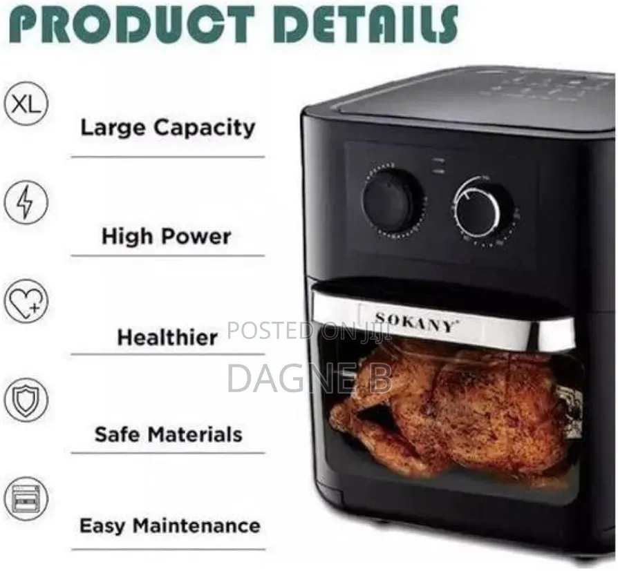 Airfryer Sokany Oil Free Fryer 12 Litre ሶካኒ ያለዘይት መጥበሻ