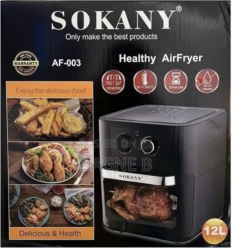 Airfryer Sokany Oil Free Fryer 12 Litre ሶካኒ ያለዘይት መጥበሻ