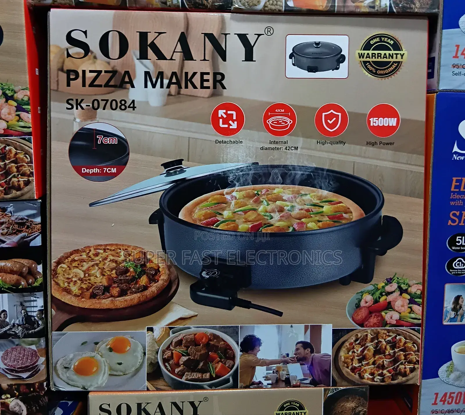 SOKANY Pizza Maker – 1600W Electric Pizza Oven Multi-Function Cooker