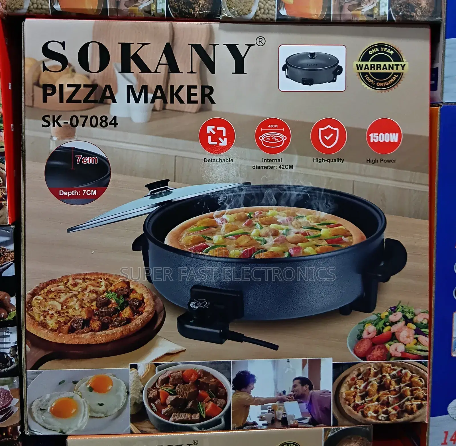 SOKANY Pizza Maker – 1600W Electric Pizza Oven Multi-Function Cooker