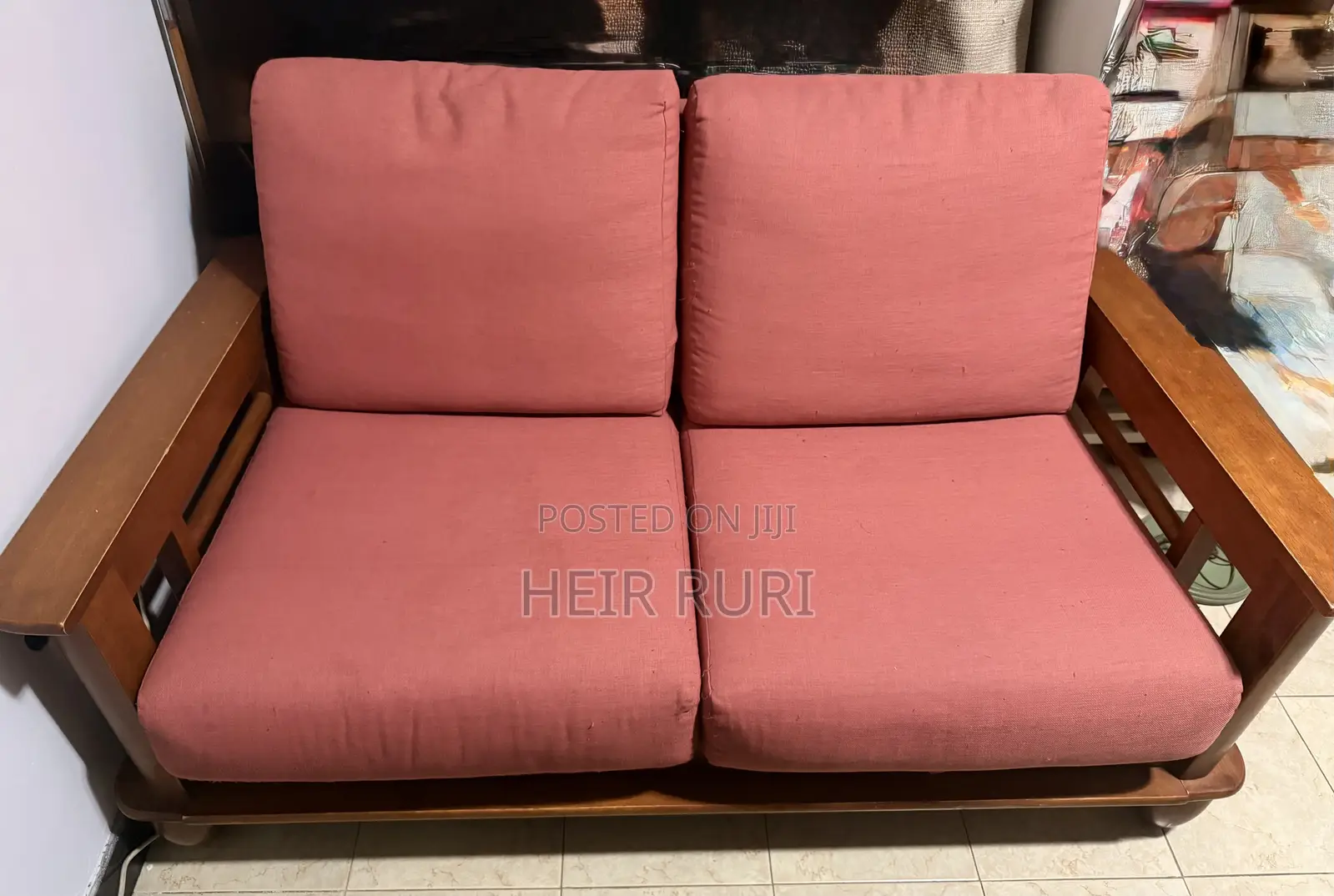 Wooden Frame Sofa Set (3+2 Seater) + Study Desk