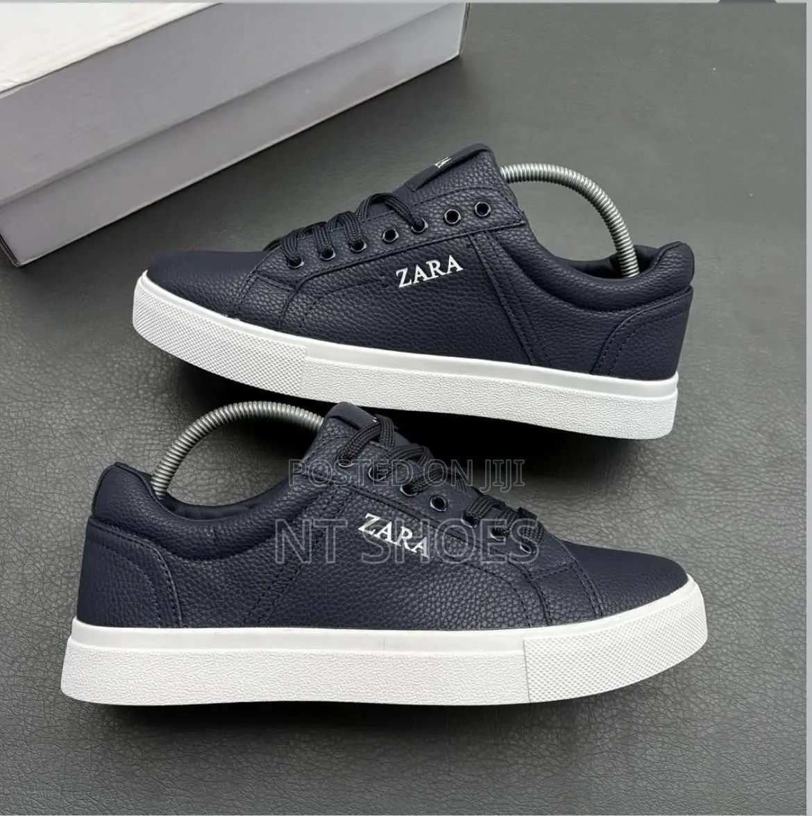 Zara Pebbled Leather Flat Sneaker