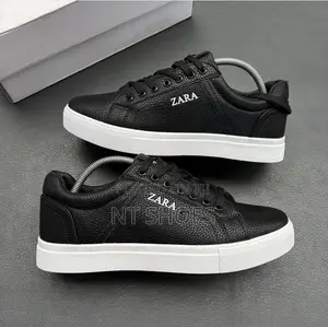 Zara Pebbled Leather Flat Sneaker