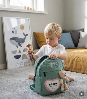 Pulsh Teddy Bear and Heart Patched Backpack