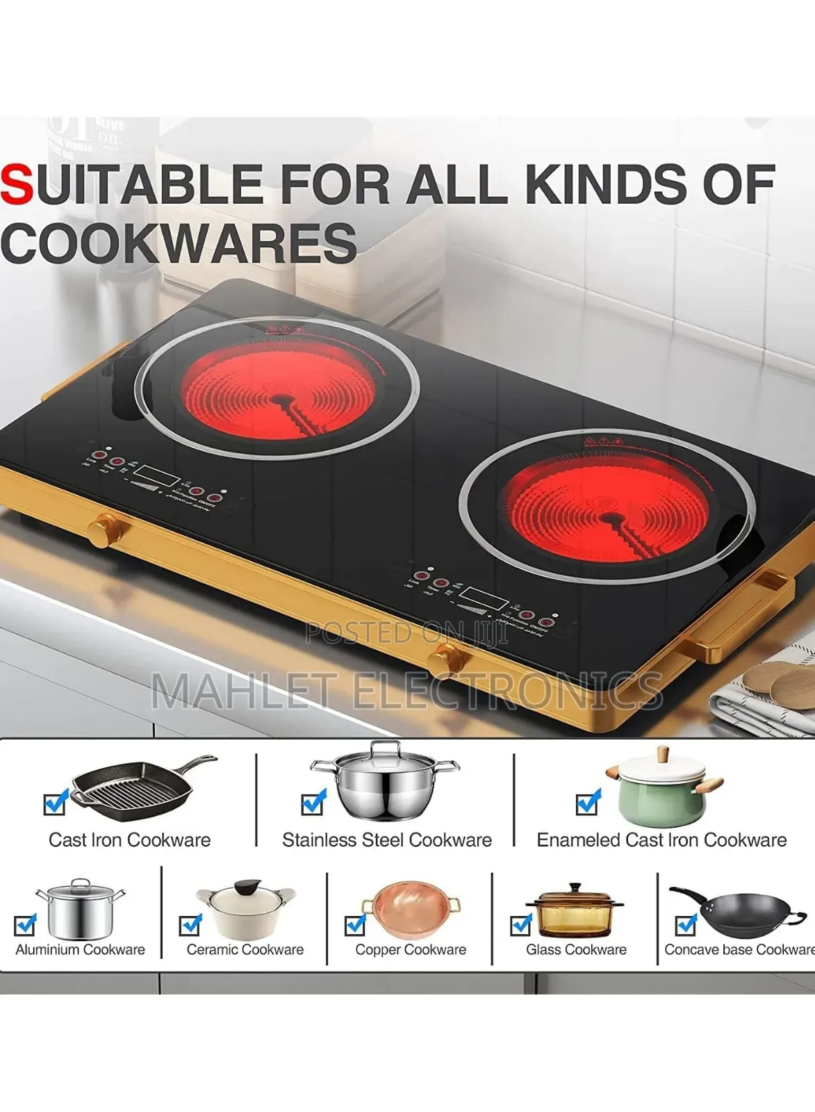 Touch Knob Double Infrared Cooker -Touch Stove - Brand New ተች ስቶቭ