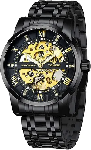 Tevise Automatic Mechanical Luxury Analog Watch With a Black