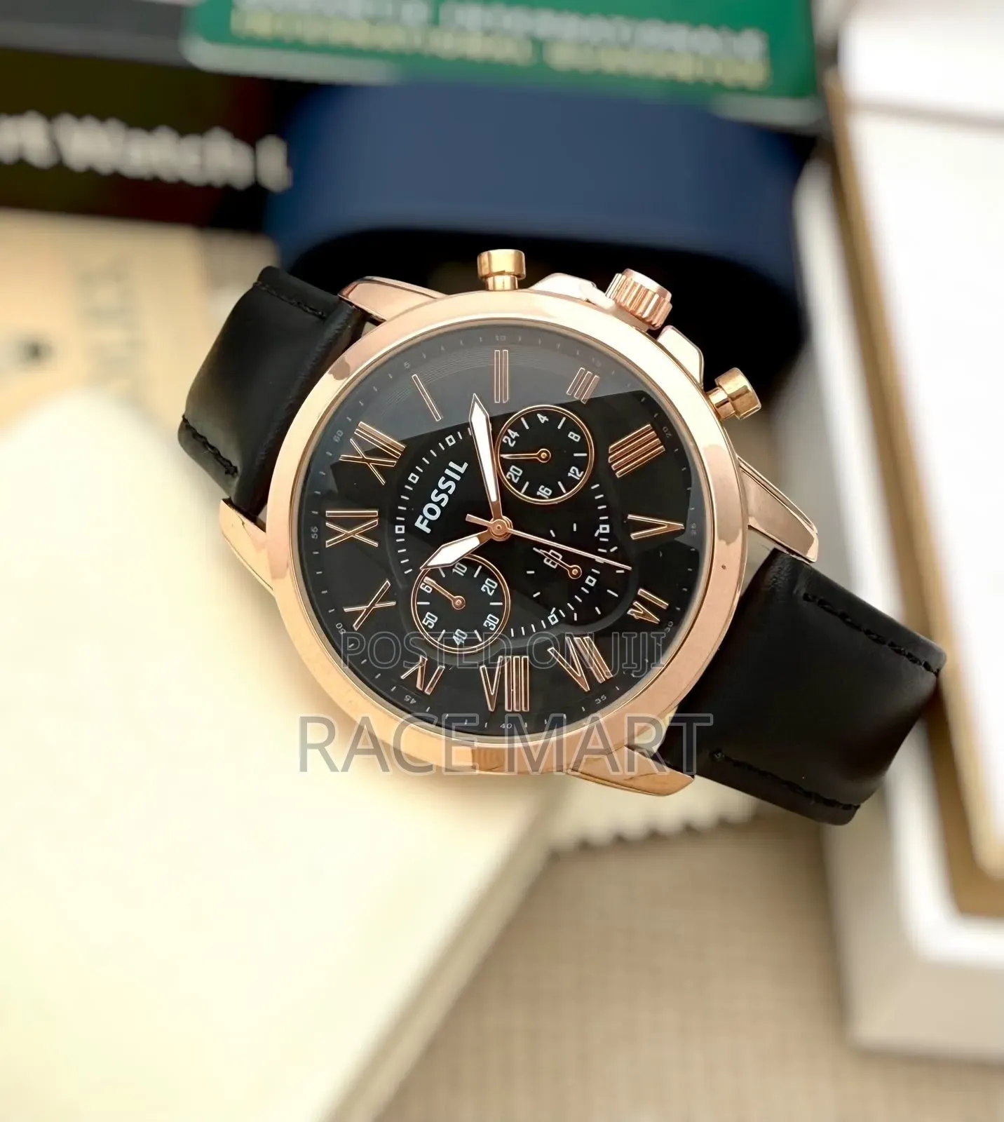 Fossil Grant Chronograph Black Leather Watch