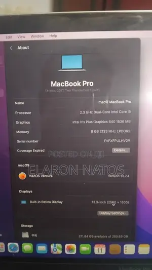 Laptop Apple MacBook Pro 2017 8GB Intel Core i5 SSD 256GB