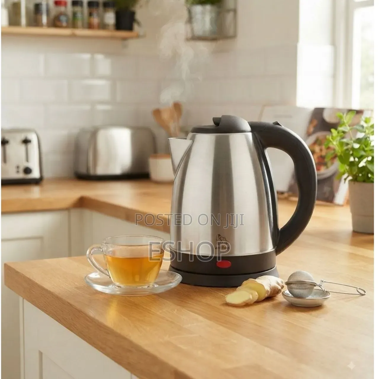 The Electric Kettle Has a Strong Stainless-Steel Body and a 2.2L