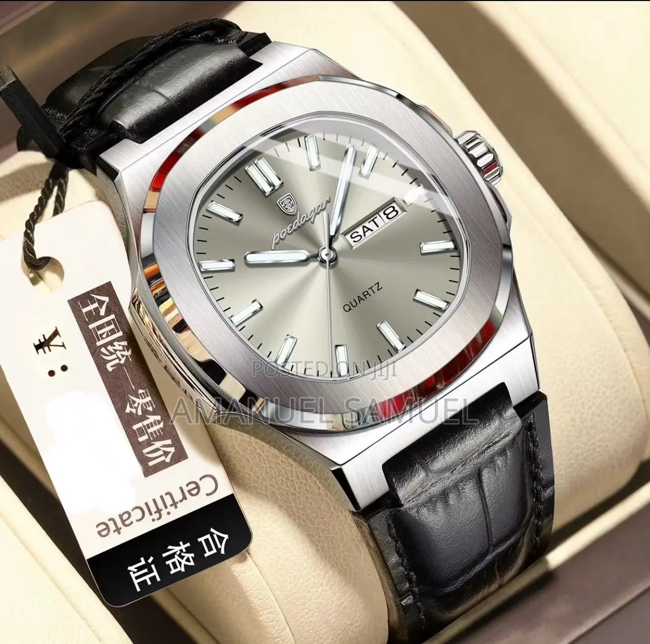 Swiss Men's Waterproof Luminous Watch W Leather Strap - Great for Gift