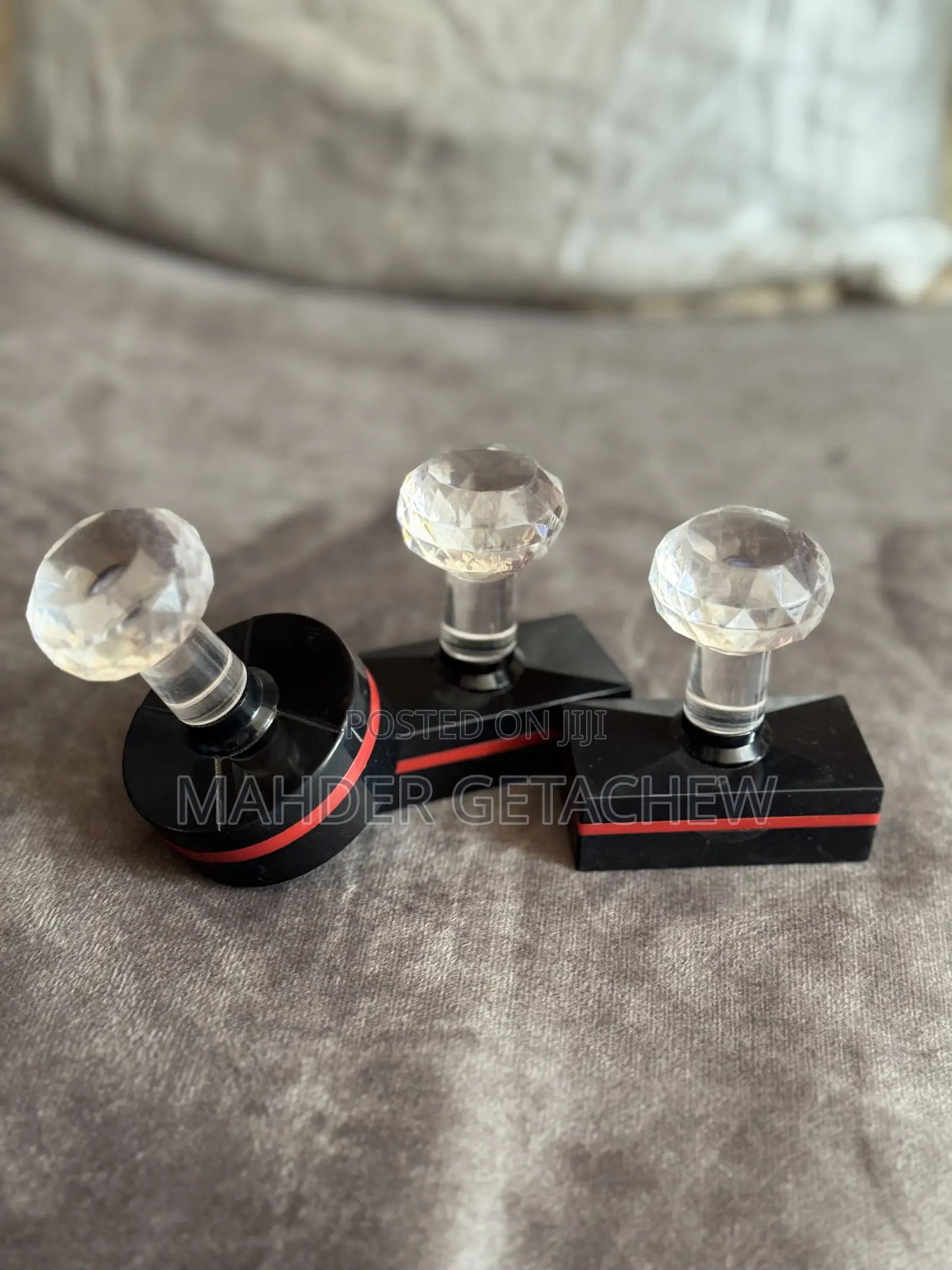 Crystal Door Knob Set – Black Red Decorative Design