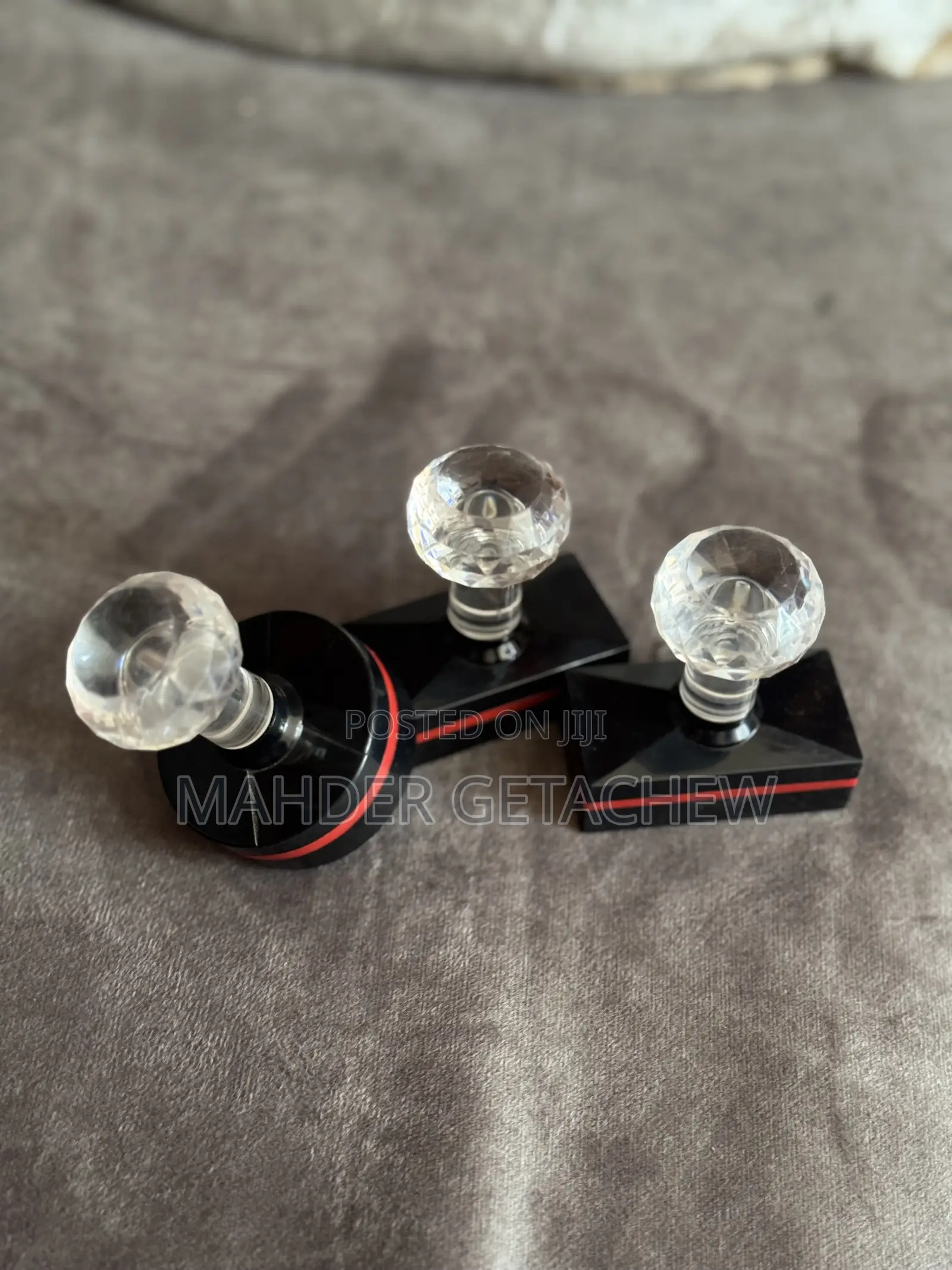 Crystal Door Knob Set – Black Red Decorative Design