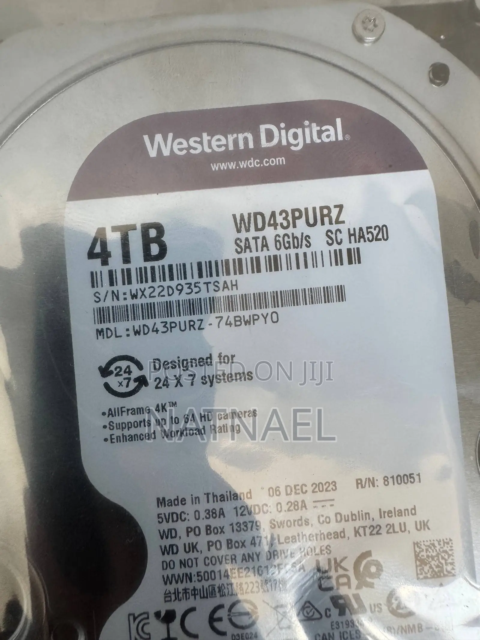 WD Purple 4TB Surveillance Hard Drive