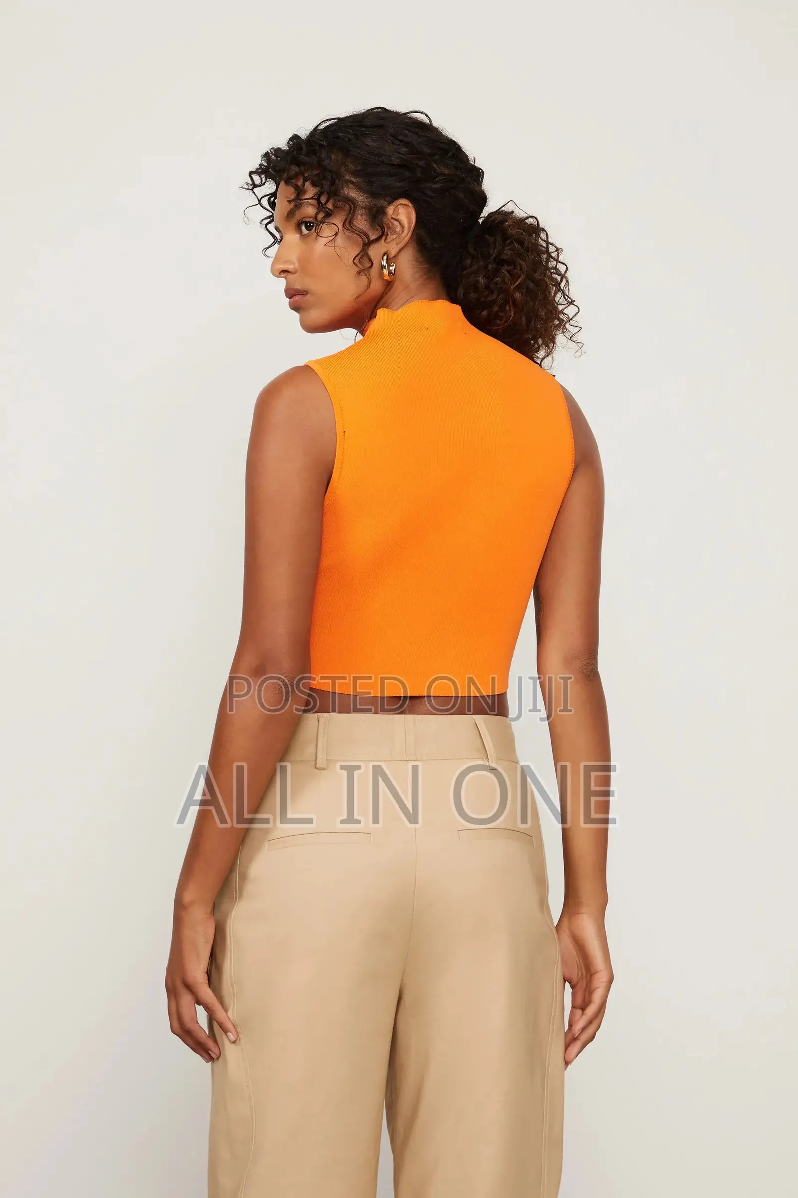 High Neck Sleeveless Crop Top