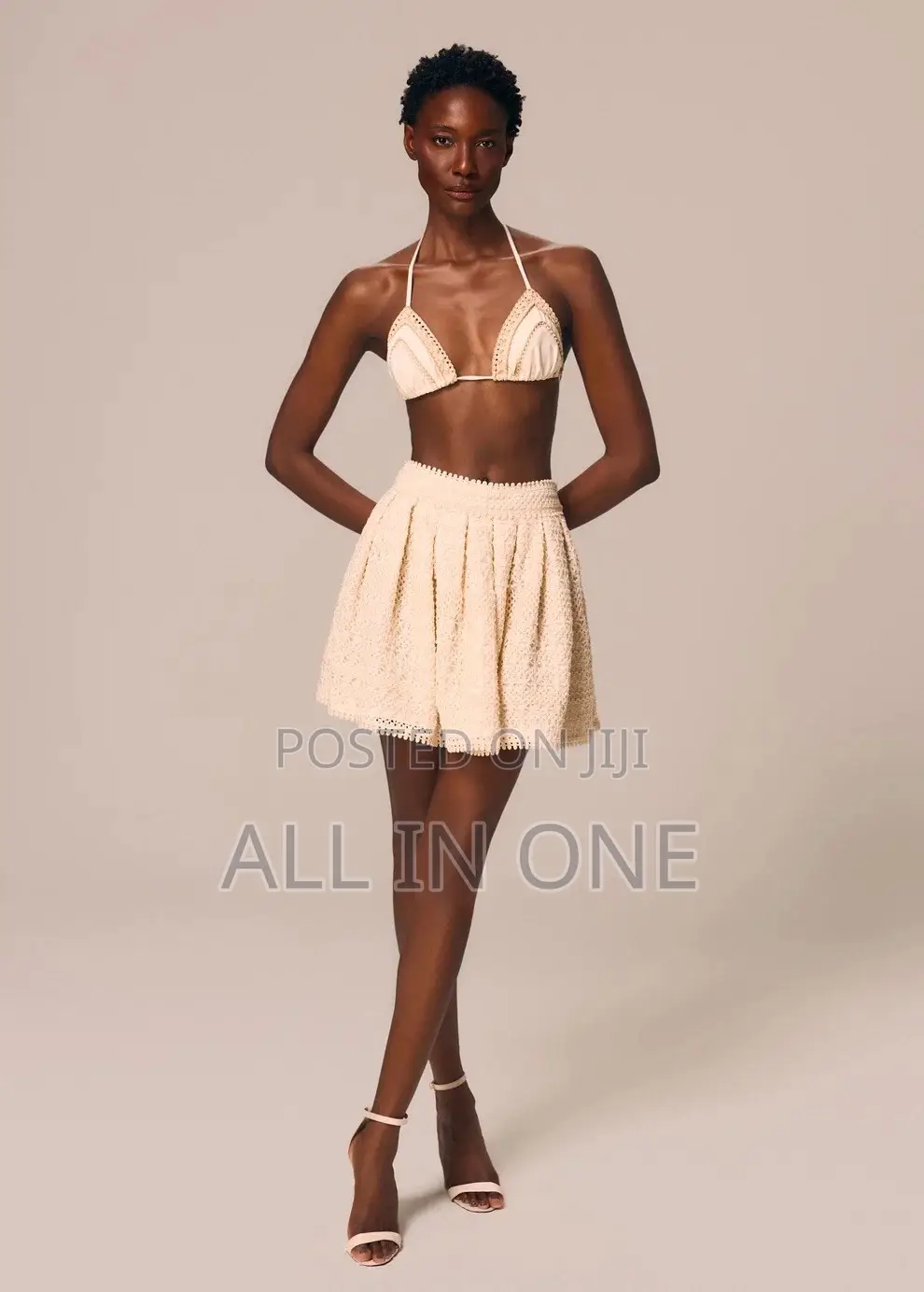 Cream Miniskirt With Waistband