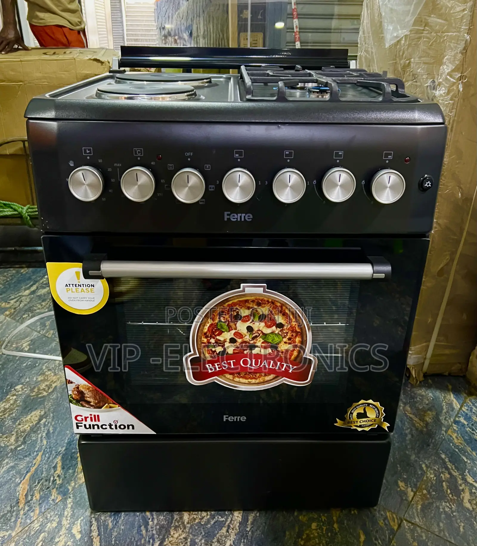 Ferre Oven 60x60cm Freestanding Gas Cooking Burners Electric Oven