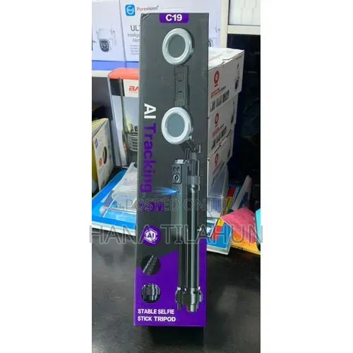 C19 AI Tracking Stable Selfie Tripod With Dual Ring Lights