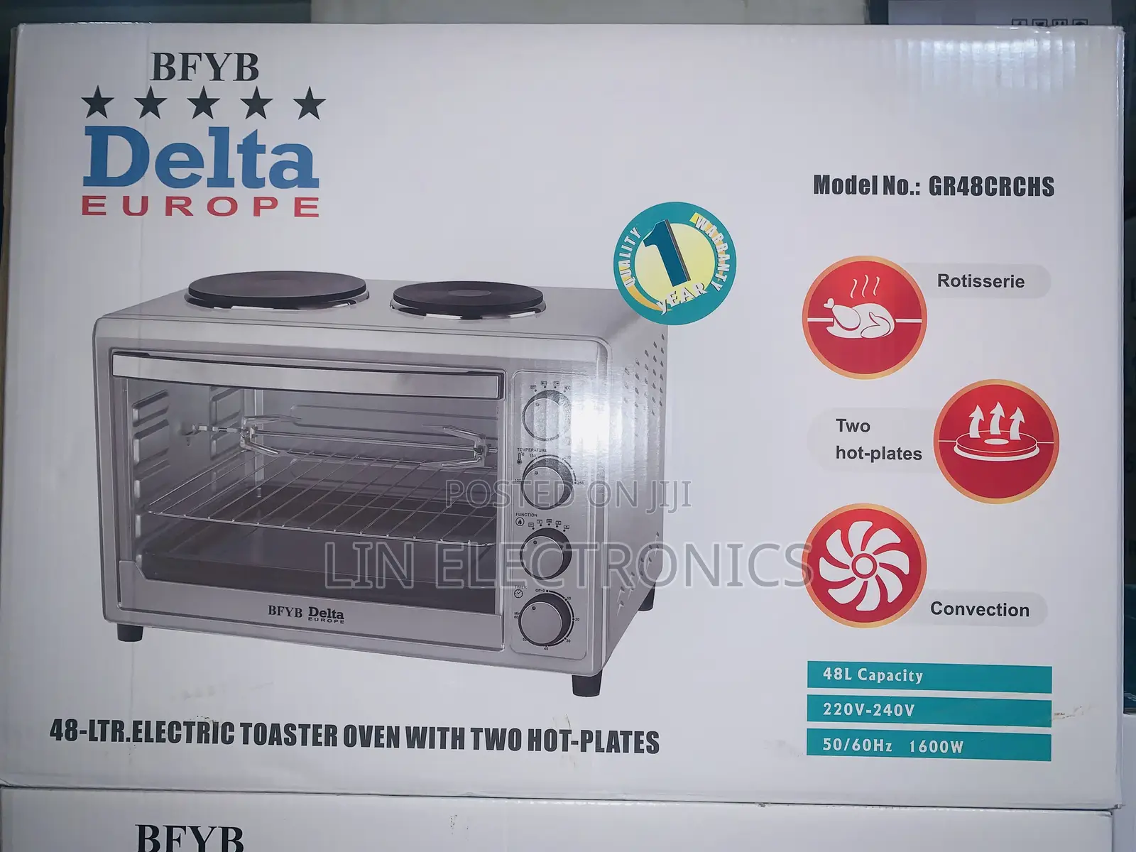 BFYB Delta EUROPE 48-LTR Electric Toaster Oven With Two Hot-Plates