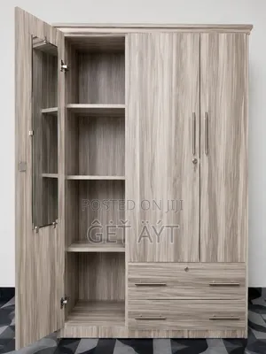 ቁምሳጥን ( 3-Door Wooden Wardrobe With Mirror Drawers)