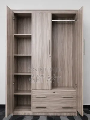 ቁምሳጥን ( 3-Door Wooden Wardrobe With Mirror Drawers)