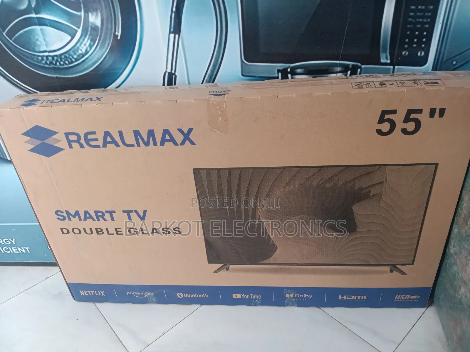 Realmax Smart TV Doubel Gelass 55 Inch Andraid 2026 Hifi Speaker