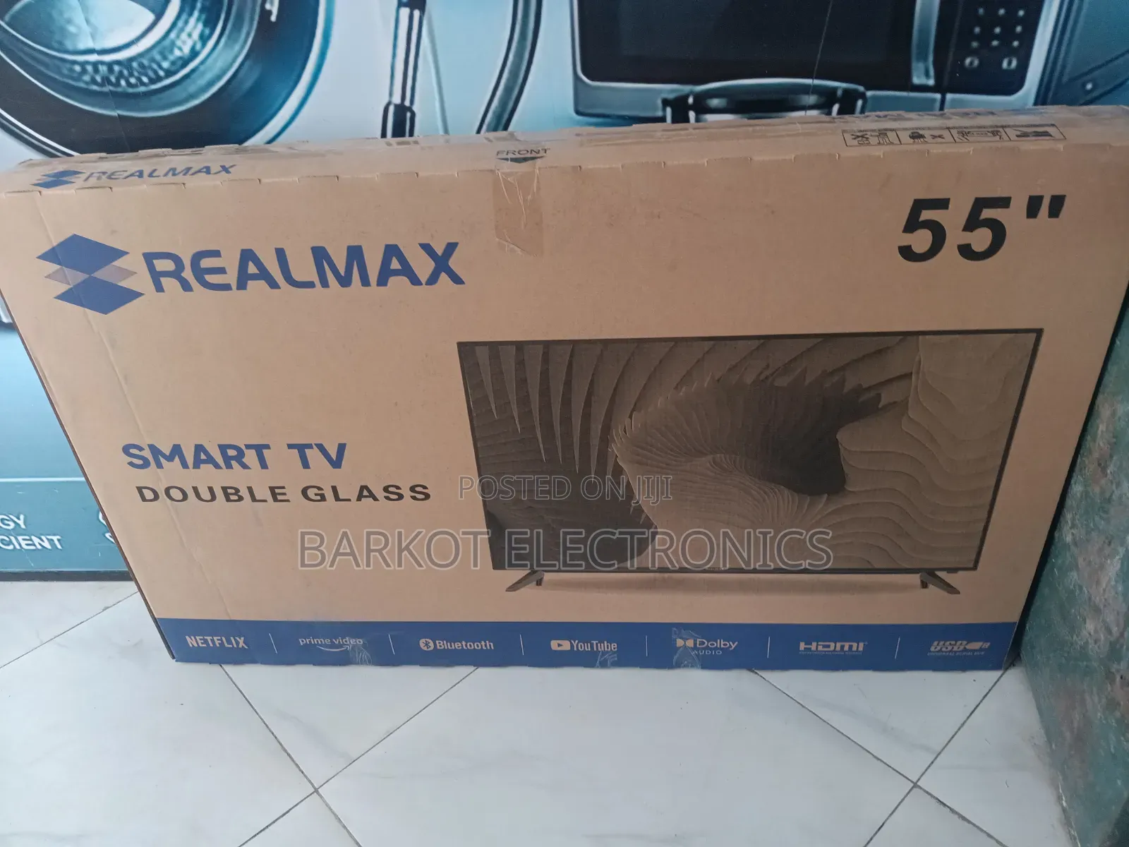 Realmax Smart TV Doubel Gelass 55 Inch Andraid 2026 Hifi Speaker