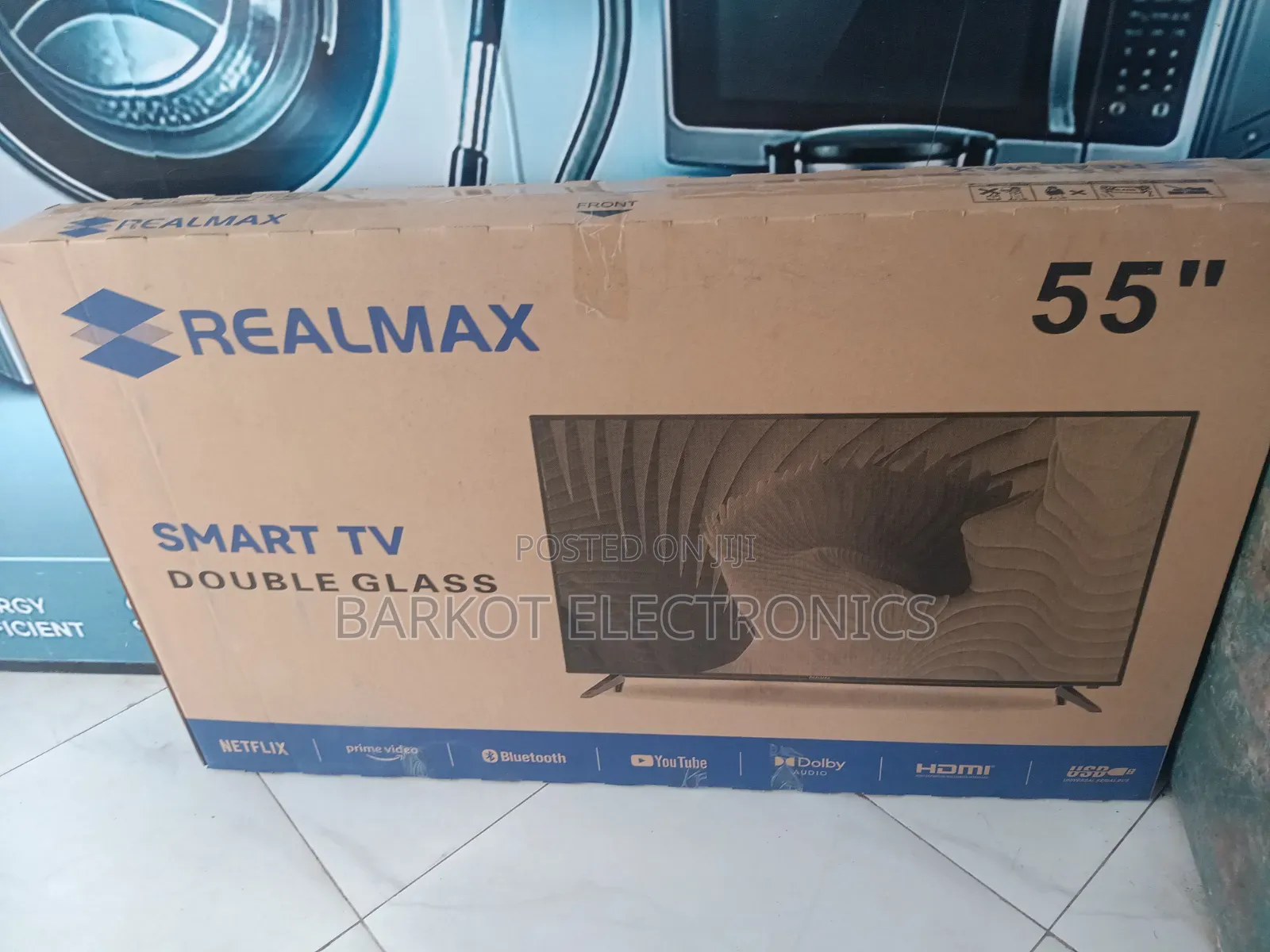 Realmax Smart TV Doubel Gelass 55 Inch Andraid 2026 Hifi Speaker
